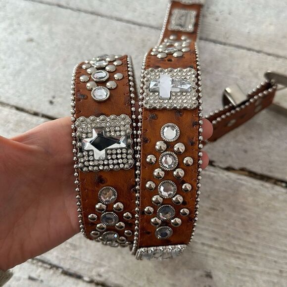 Y2k Vintage Montana West Blinged Out Cross Western Belt - Picture 4 of 6